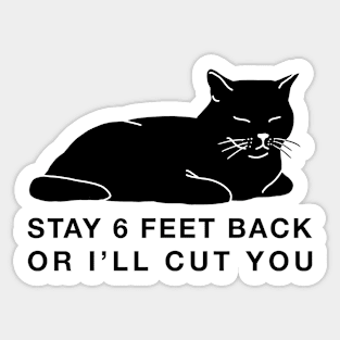 Social Distance Kitty - black Sticker